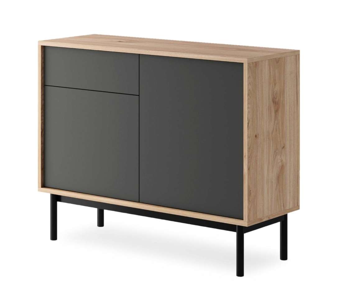 Commode Fasic - Bois / Porte façade Grise-Bluedigo
