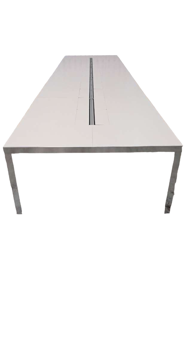 GRANDE TABLE DE REUNION EN BOIS ET INOX-Bluedigo