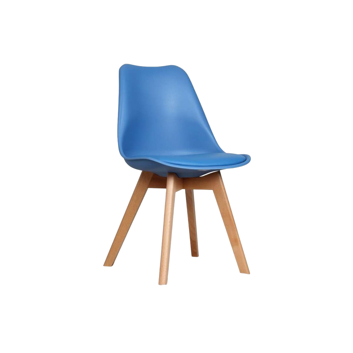 Loumi Bleu Ciel, chaise scandinave pied bois-Bluedigo