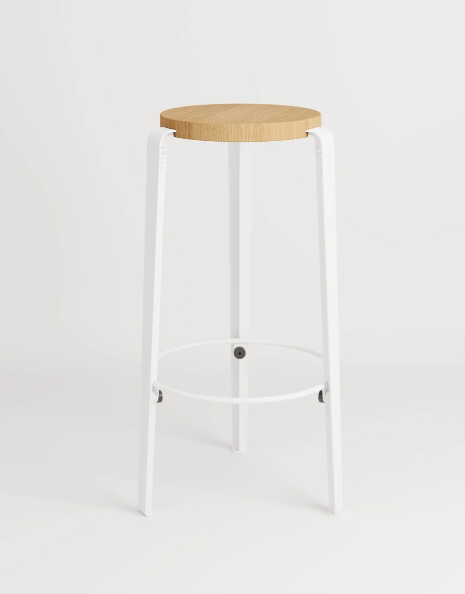 Tabouret BIG LOU Chêne - Piètement Blanc-Bluedigo