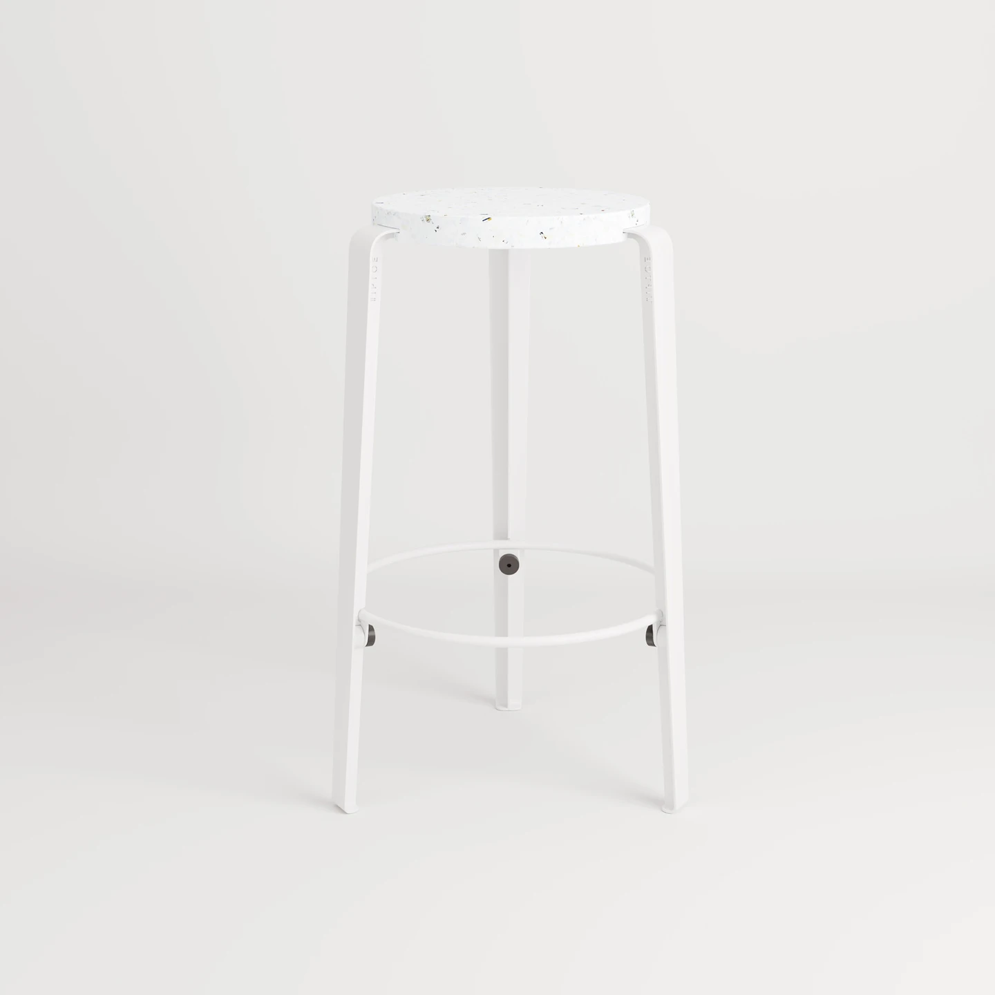 Tabouret MI LOU Plastique Recyclé Blanc - Piètement Blanc-Bluedigo