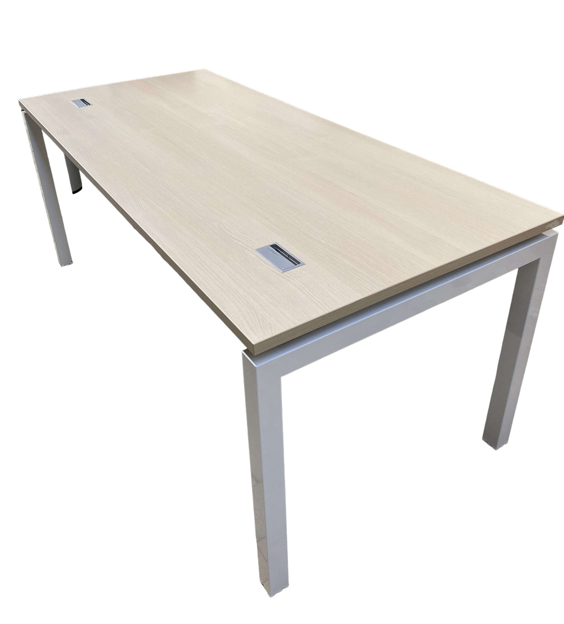 Bureau Columbia modèle Atao plateau chêne pieds blanc-Bluedigo