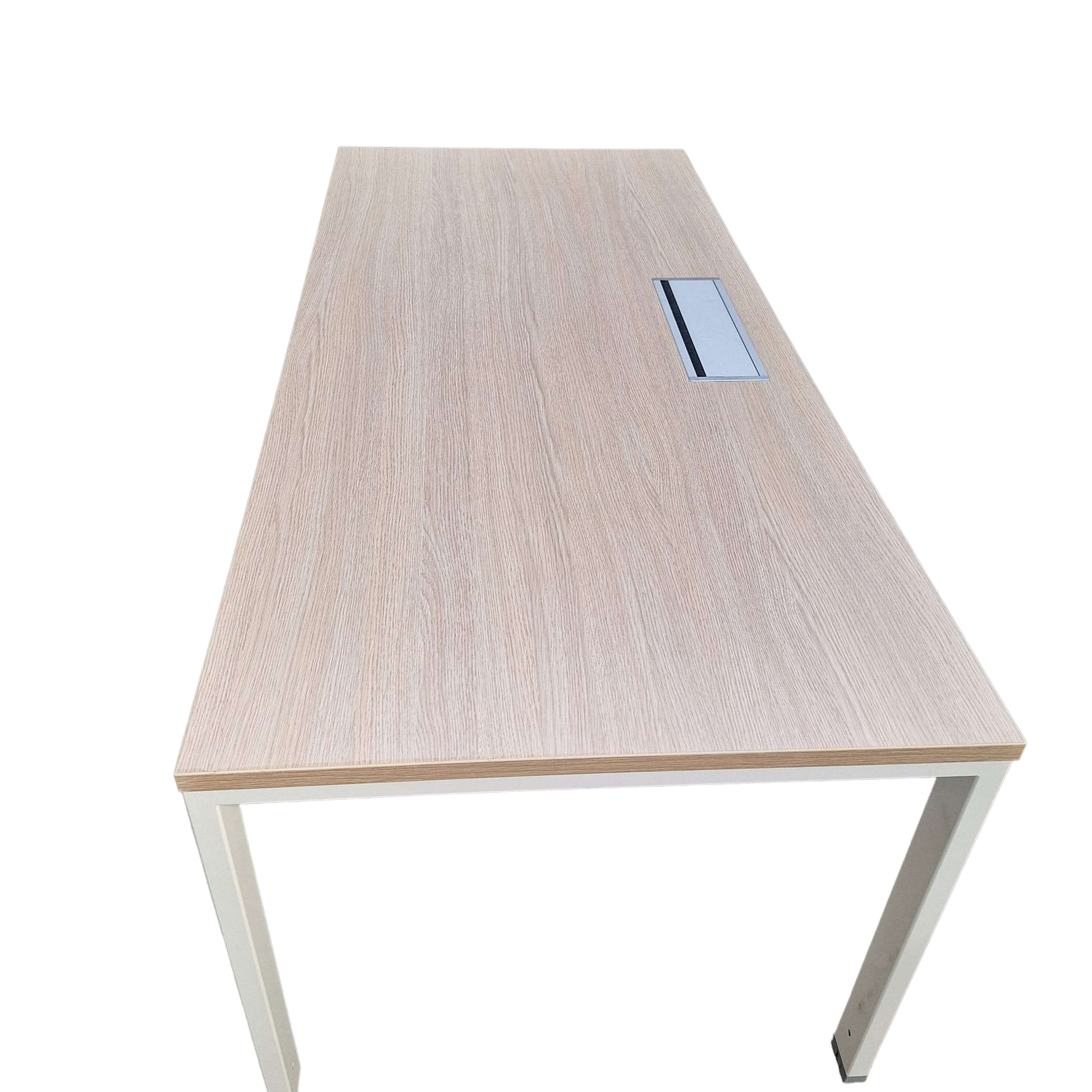 Bureau avec trappe d'accès - Plateau Chêne - Pieds Blanc-Bluedigo