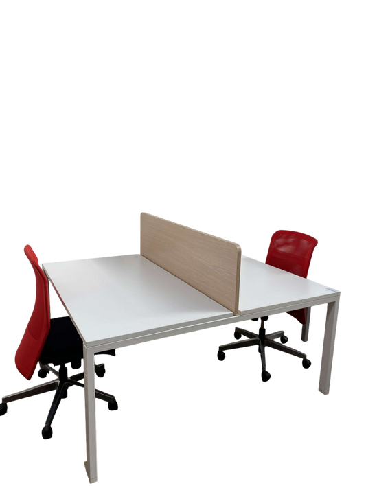 Bureau bench Majencia 2 personnes cloison bois-Bluedigo