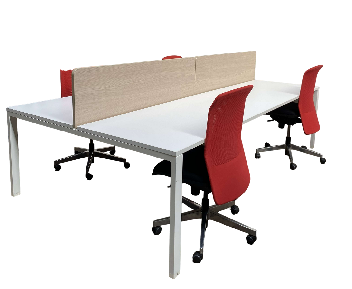 Bureau bench Majencia 4 personnes cloison bois-Bluedigo