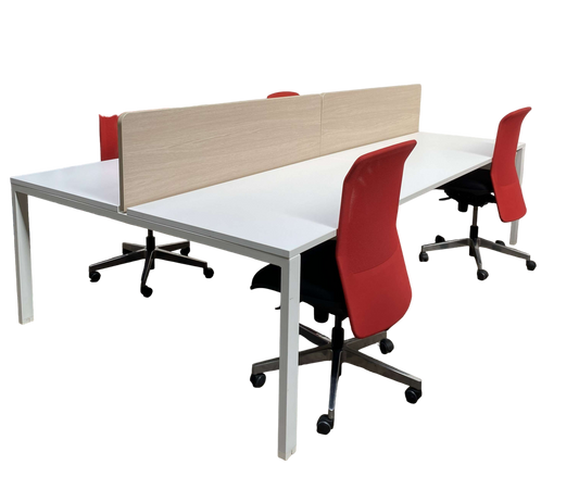 Bureau bench Majencia 4 personnes cloison bois-Bluedigo