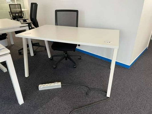 Bureau simple 160cm Mélaminé Blanc-Bluedigo