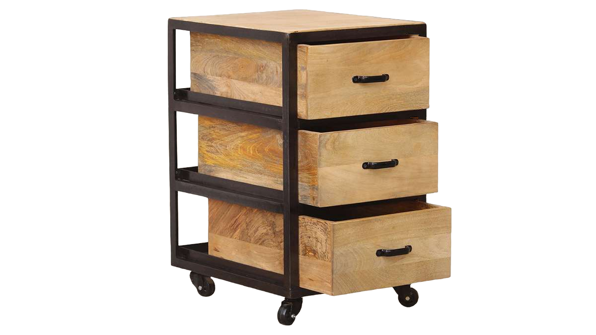 Caisson de bureau Bois massif Bois clair-Bluedigo