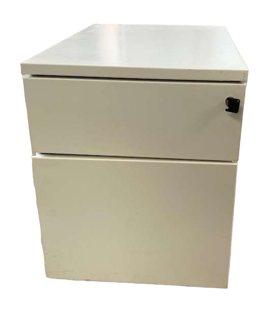 Caisson de bureau blanc 2 tiroirs - avec clef-Bluedigo