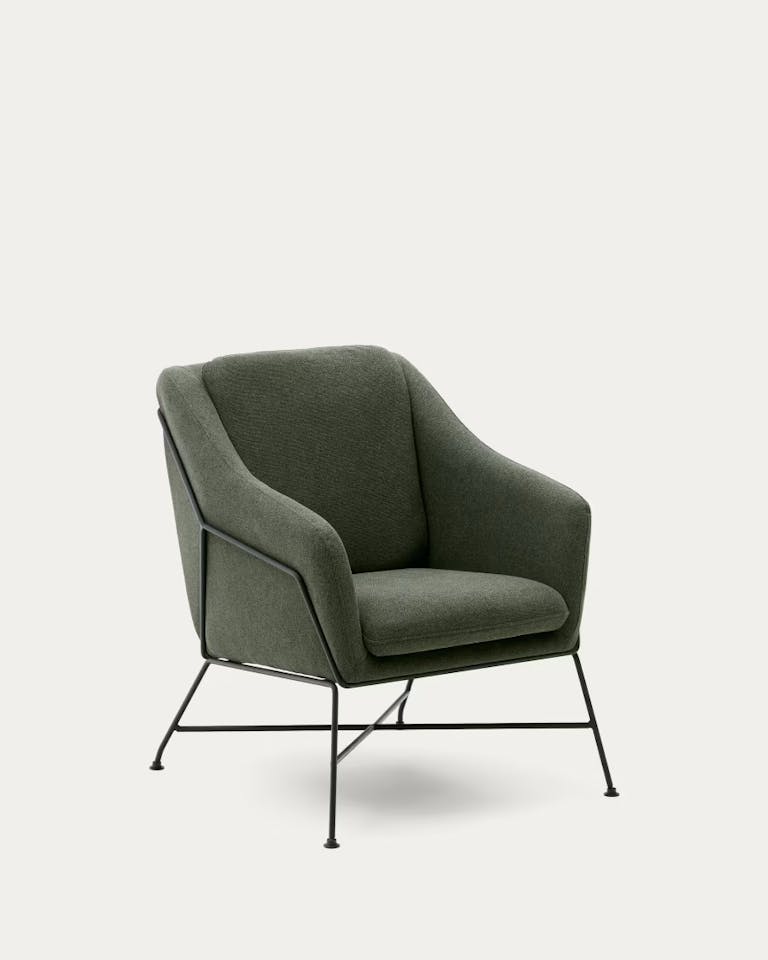 Fauteuil Brida vert et pieds en acier avec finition noire (CC0948AU19)-Bluedigo