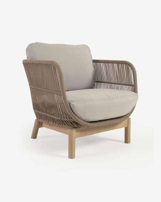 Fauteuil Catalina en corde beige et bois d'acacia FSC (YG0193J12)-Bluedigo