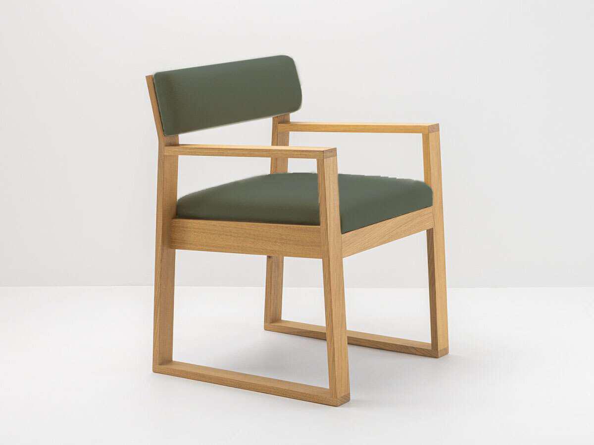 Fauteuil Chêne massif/Tissu vert forêt-Bluedigo