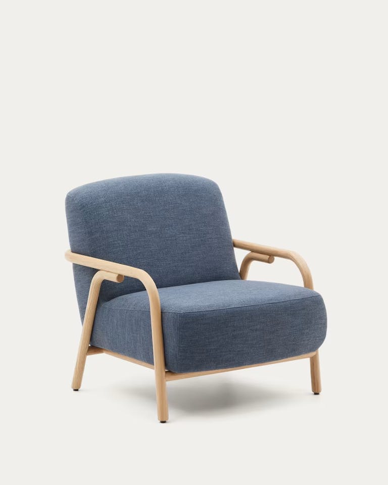 Fauteuil Sylo bleu en bois massif de frêne FSC 100 %-Bluedigo