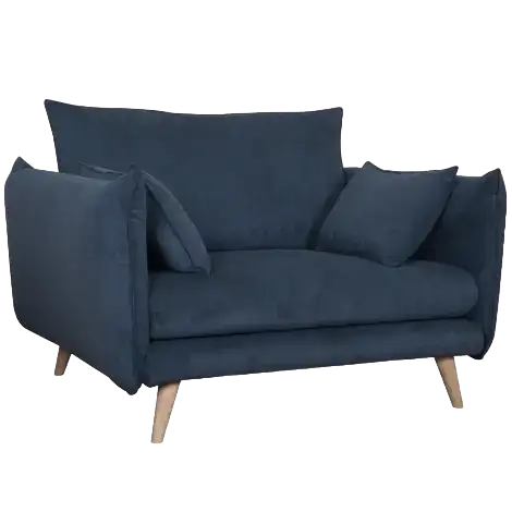 Fauteuil XXL velours côtelé Orion Bleu Prusse CAMIF-Bluedigo