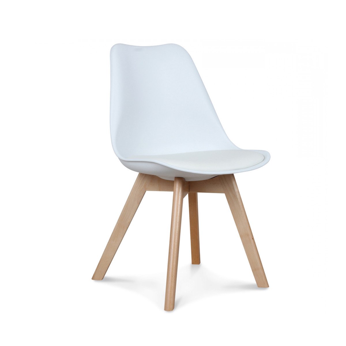 Loumi Blanc, chaise scandinave pied bois-Bluedigo