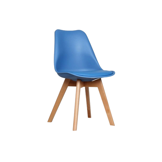 Loumi Bleu Ciel, chaise scandinave pied bois-Bluedigo