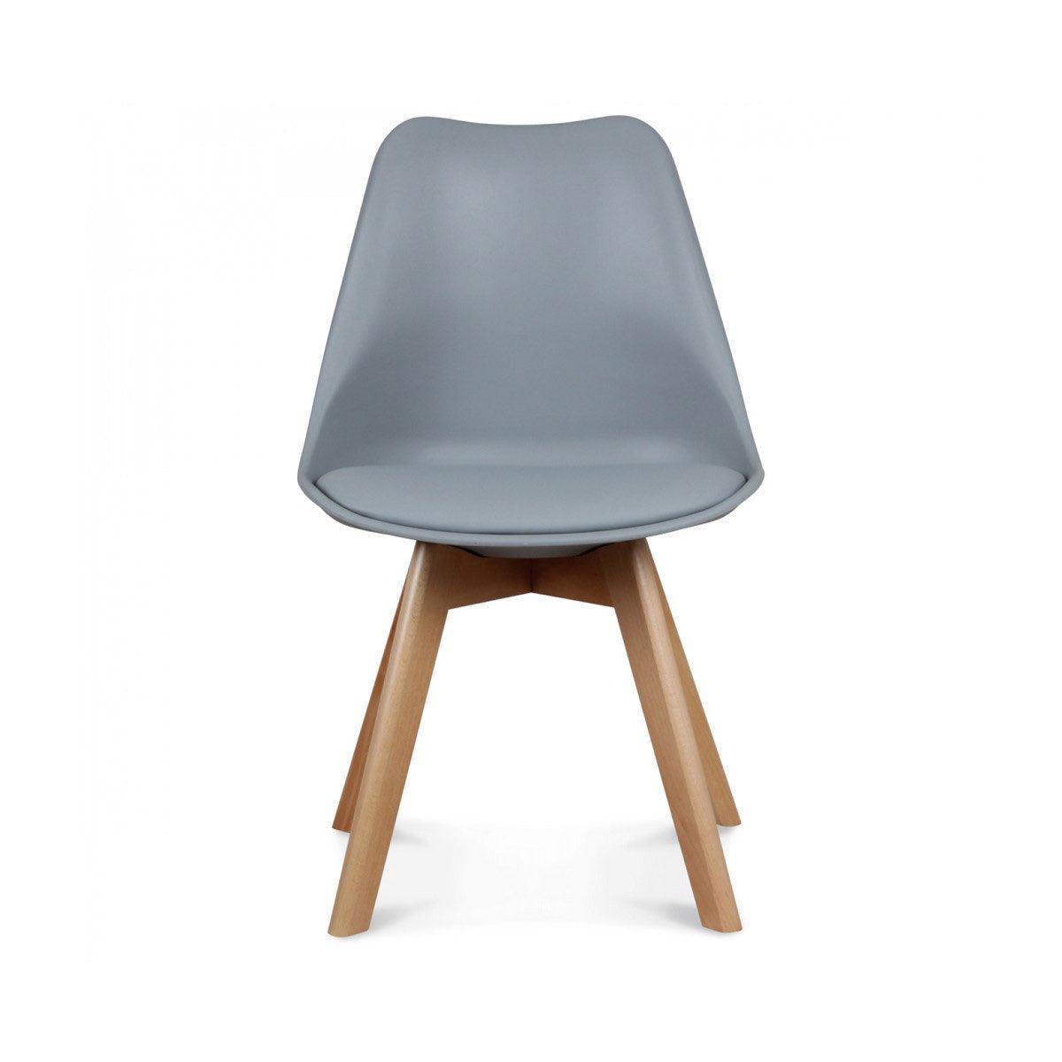 Loumi Gris, chaise scandinave pied bois-Bluedigo