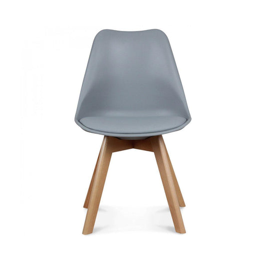 Loumi Gris, chaise scandinave pied bois-Bluedigo