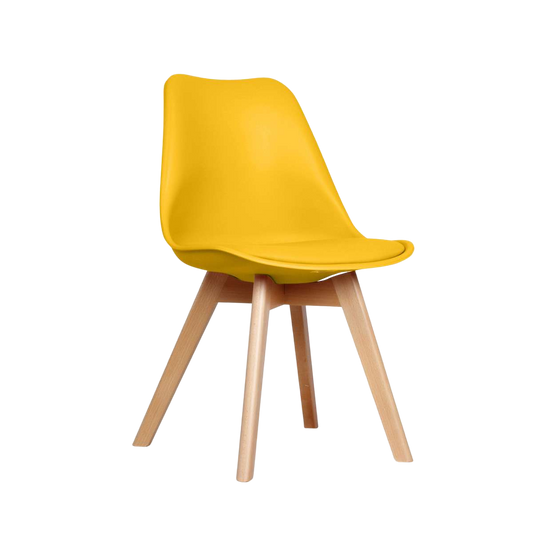 Loumi Jaune, chaise scandinave pied bois-Bluedigo