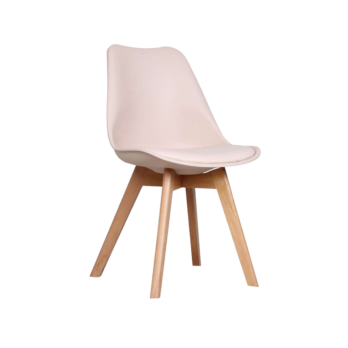 Loumi Rose Blush, chaise scandinave pied bois-Bluedigo