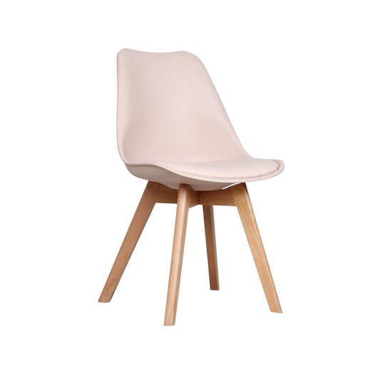 Loumi Rose Blush, chaise scandinave pied bois-Bluedigo