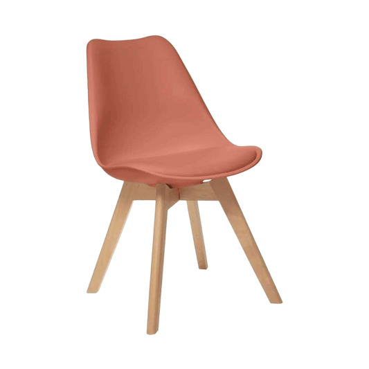 Loumi rose, Chaise scandinave pied bois-Bluedigo