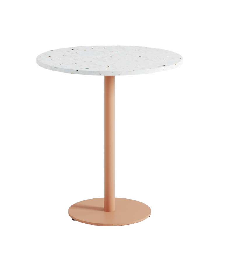 MOKA BISTROT - H75cm D70cm - Finition Plastique Recyclé - Pied Rose Cendré-Bluedigo