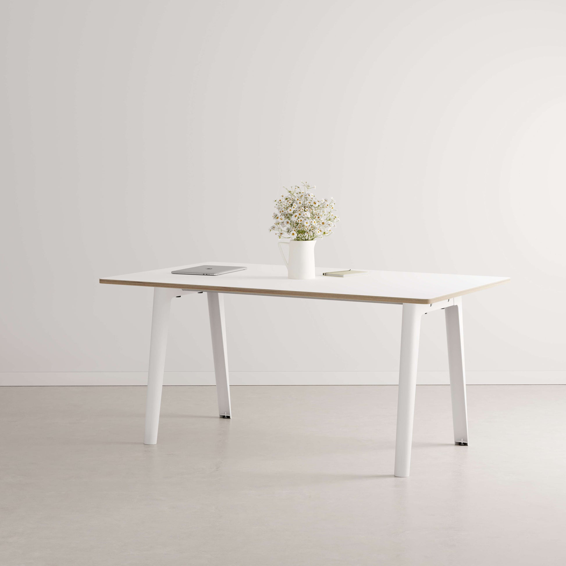 New Modern - Table de réunion 160 - Plateau stratifié blanc chant multiplis-Bluedigo