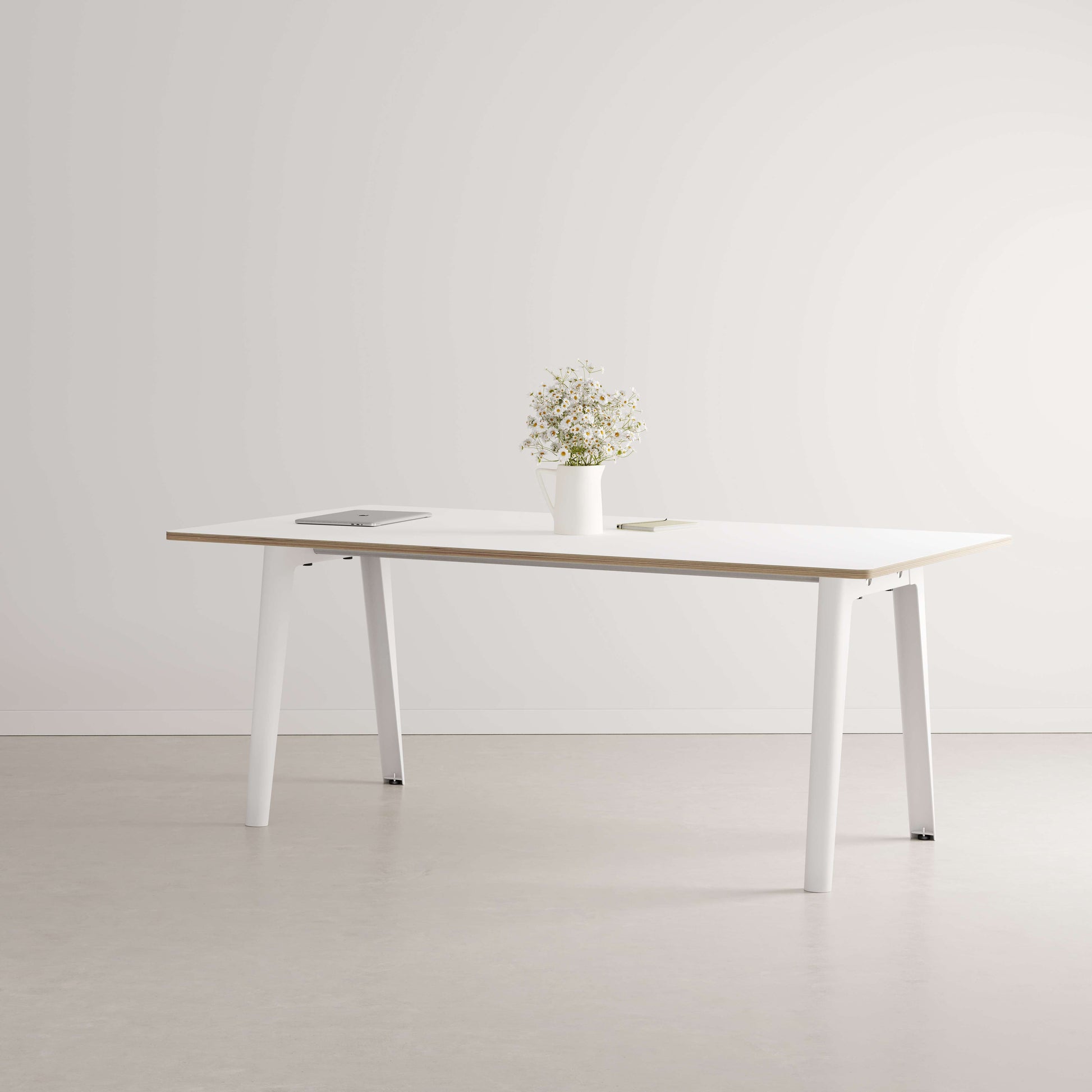 New Modern - Table de réunion 190 - Plateau stratifié blanc chant multiplis-Bluedigo