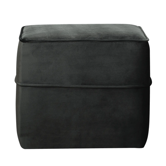 Pouf carré tissu velours Oscar CAMIF EDITION Gris foncé-Bluedigo