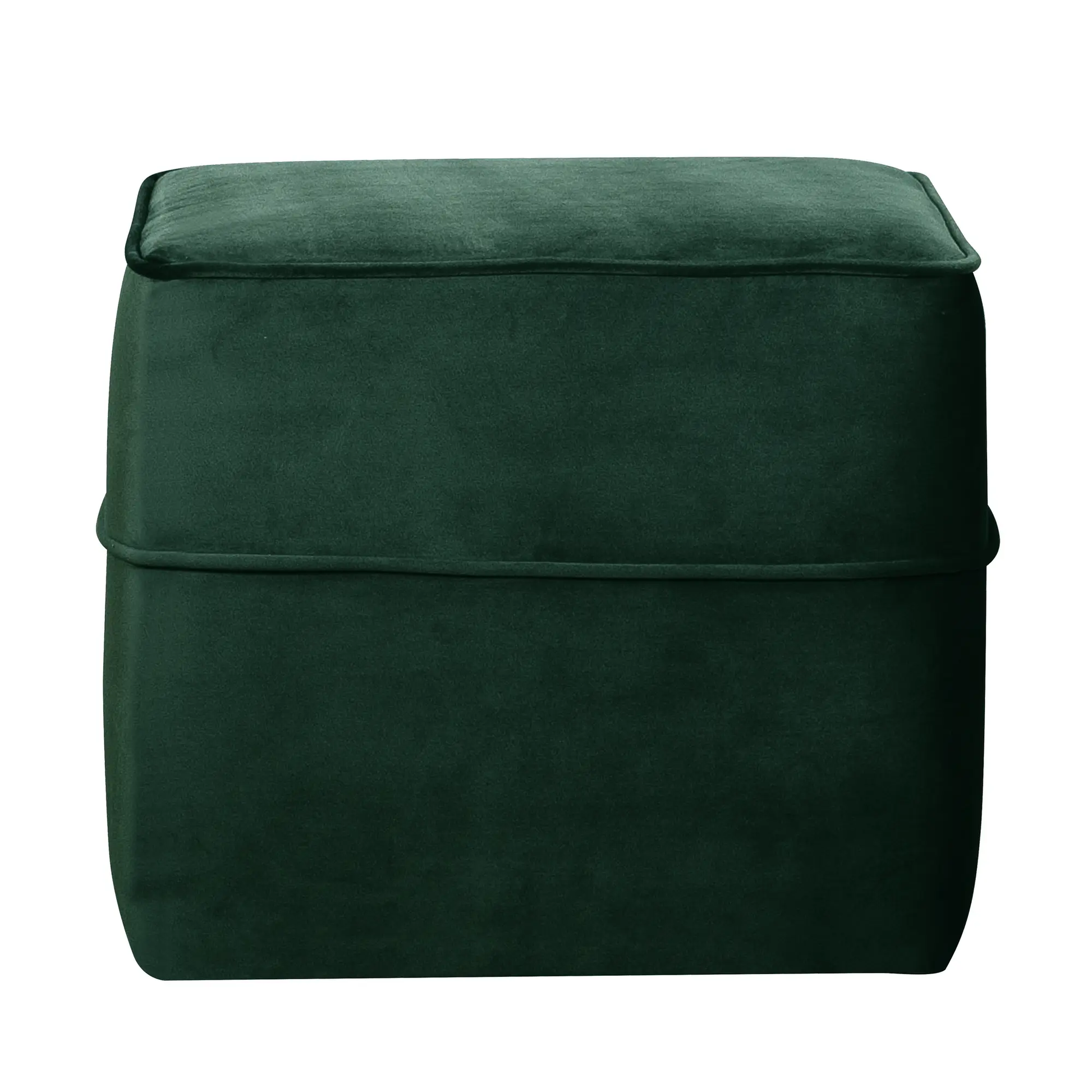 Pouf carré tissu velours Oscar CAMIF EDITION Vert-Bluedigo