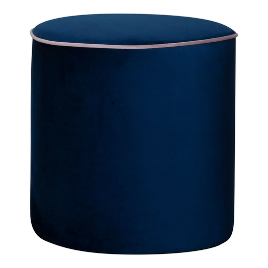 Pouf tissu velours Léo Bleu-Bluedigo