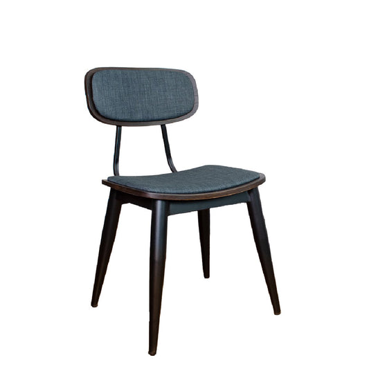 Slam, chaise en métal et bois foncé-Bluedigo