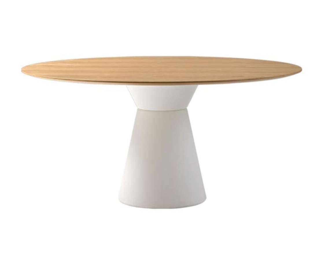 Table Essens - 120cm - Pied Noir ou Blanc / Plateau finition Chêne - Option tube gestion câble + obturateur-Bluedigo