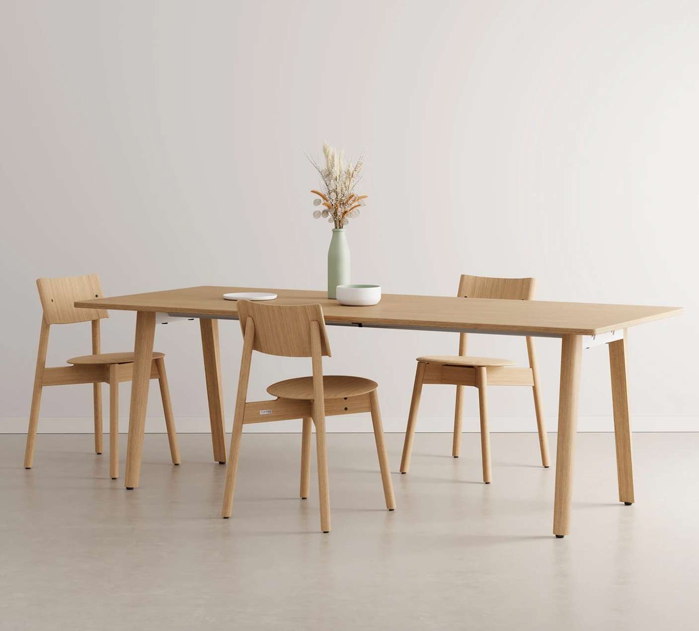 Table Full-Wood New Modern - 220x95x75cm - Plateau & Pied coloris Chêne-Bluedigo