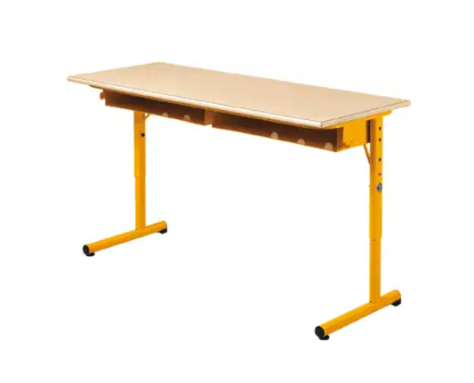Table Scolaire Réglable Véla - stratifié chant alésé - 130 x 50 cm avec casiers-Bluedigo