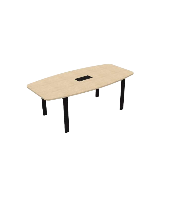 Table Tonneau Astrolite 6-8 personnes - 100x200cm - Noir/Chene Fil - Top Access - Goulotte-Bluedigo