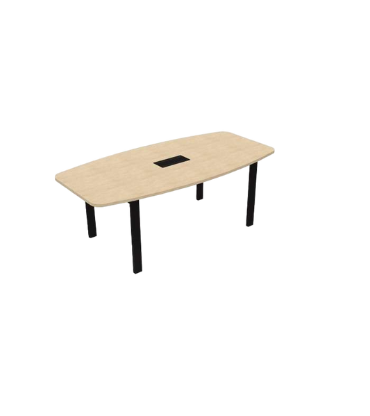 Table Tonneau Astrolite 6-8 personnes - 100x200cm - Noir/Chene Fil - Top Access - Goulotte-Bluedigo