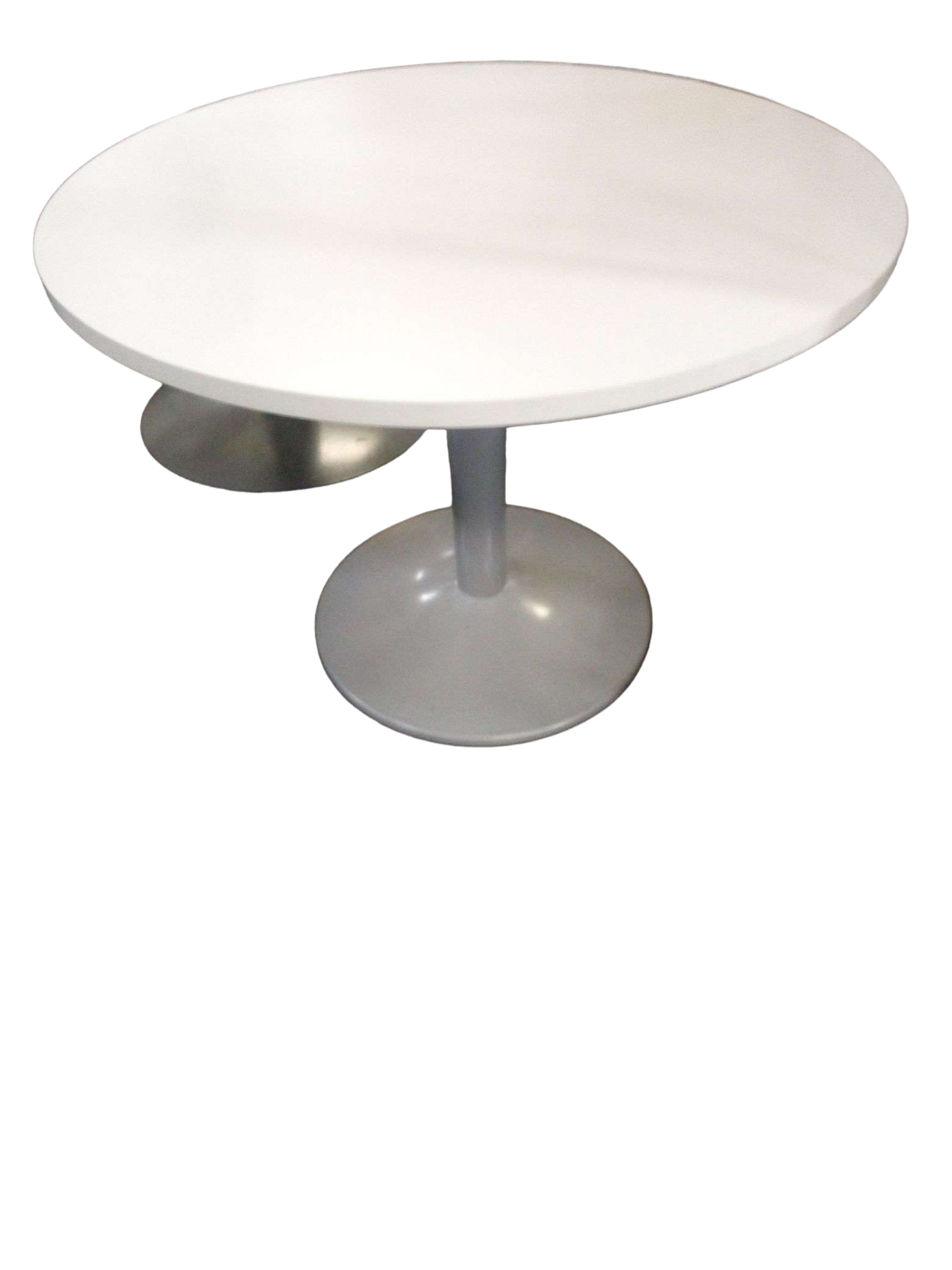 Table ronde plateau blanc pied gris-Bluedigo