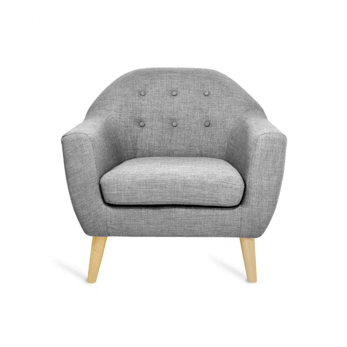 Theo, fauteuil en tissu capitonné, Gris-Bluedigo