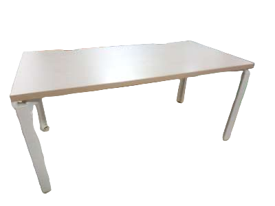 bureau droit plateau bois clair pieds blancs-Bluedigo