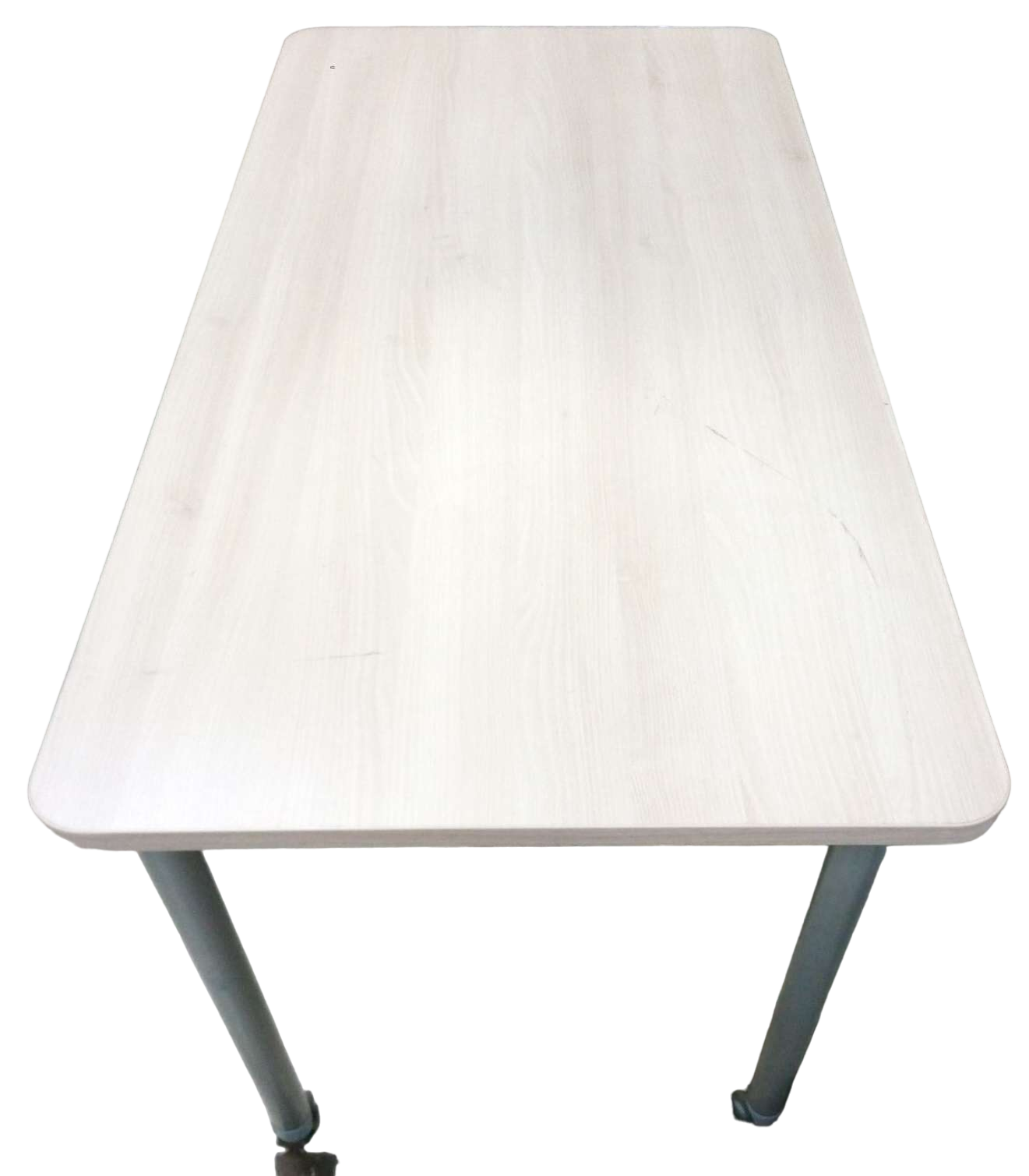 table plateau bois et pieds gris avec 2 roulettes-Bluedigo