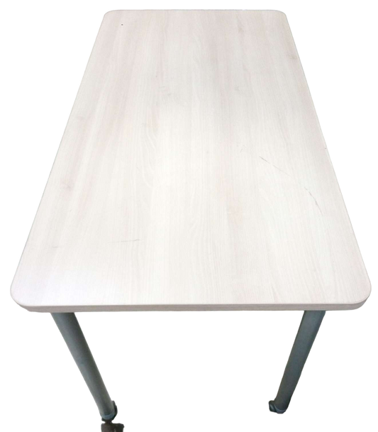 table plateau bois et pieds gris avec 2 roulettes-Bluedigo