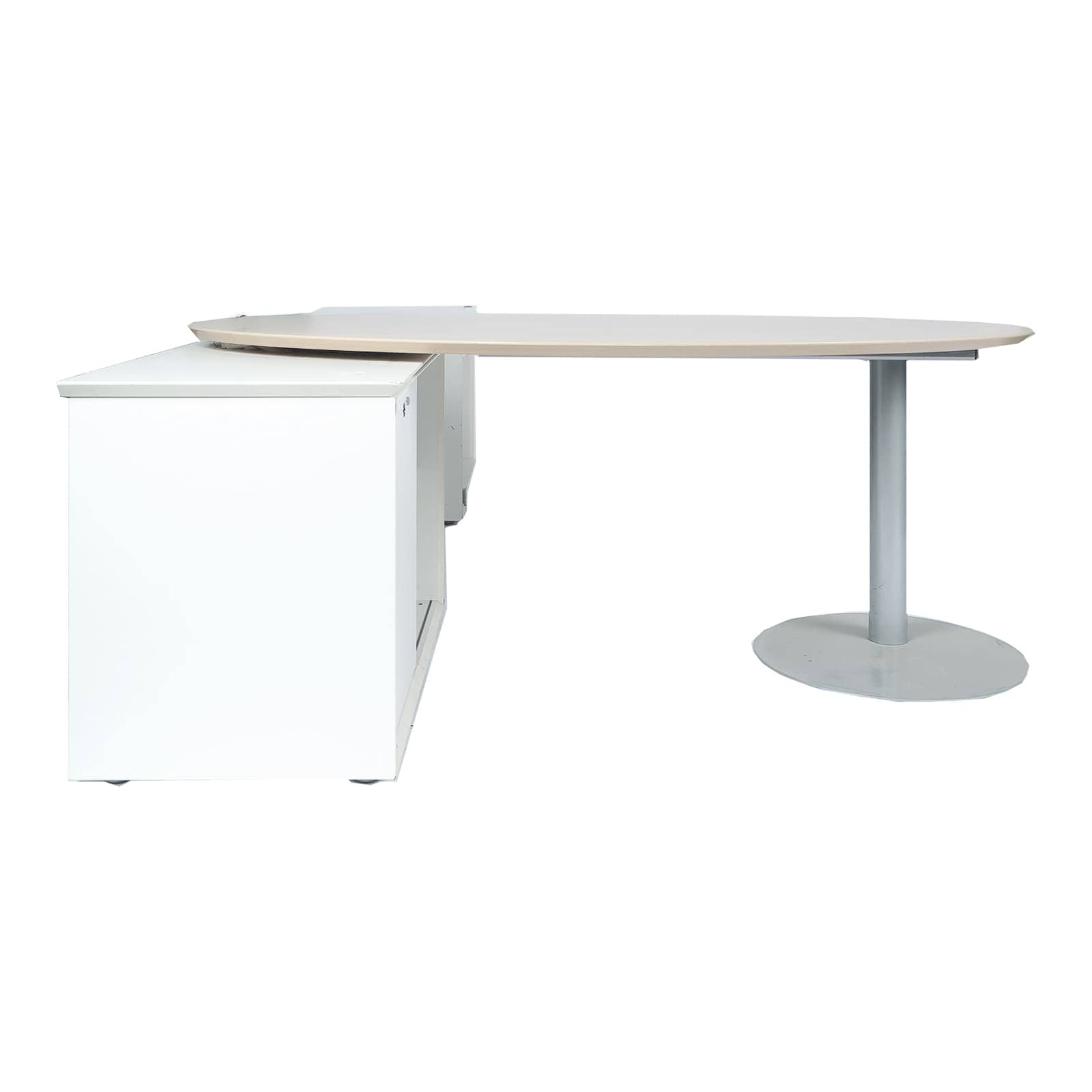 Bureau d'angle avec meuble de rangement occasion-Bois clair & blanc-180x100x75cm-Bluedigo