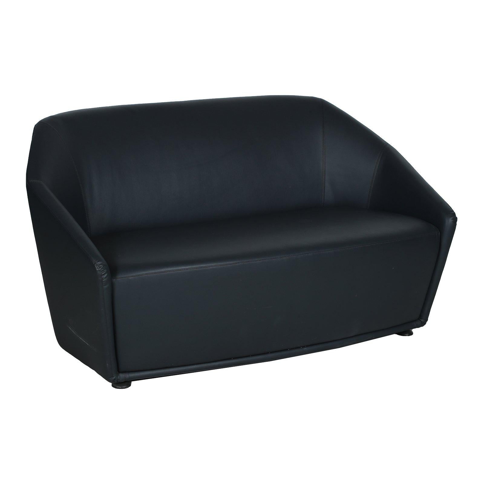 Canapé design 2 personnes - cuir noir - ** cm-Bluedigo