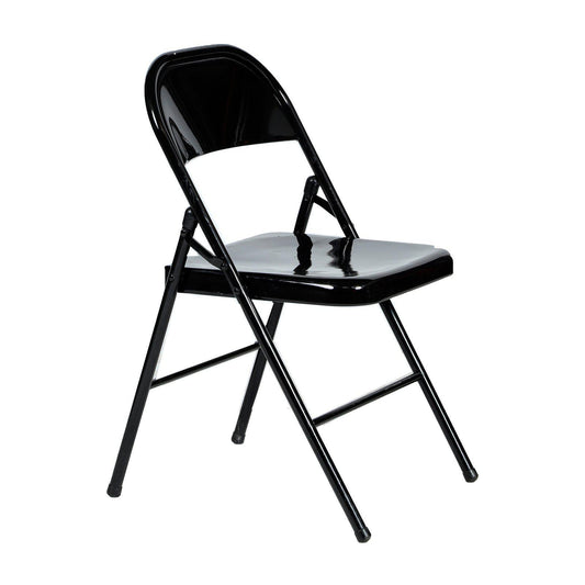 Chaise acier pliante occasion - laqué noir - 46 x 46 x 78cm-Bluedigo