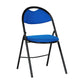 Chaise acier pliante occasion - tissu bleu royal - 48 x 60 x 78.5 cm-Bluedigo