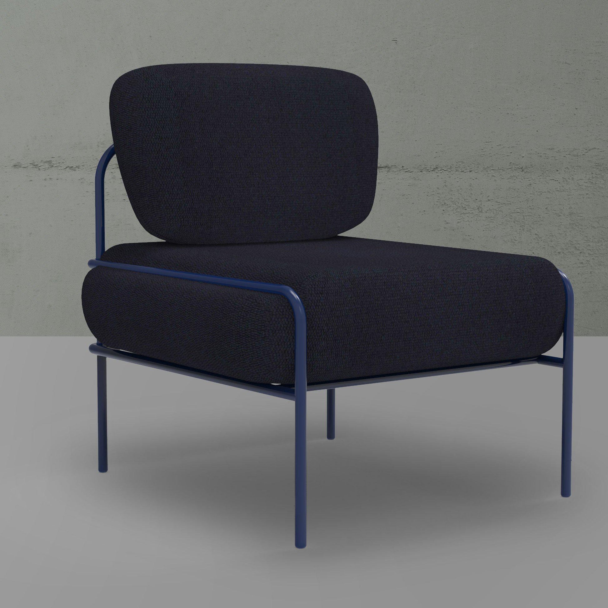 Fauteuil Chauffeuse design LAIME 42 - Acier bleu - 74 x 76.5 x 82 cm-Bluedigo