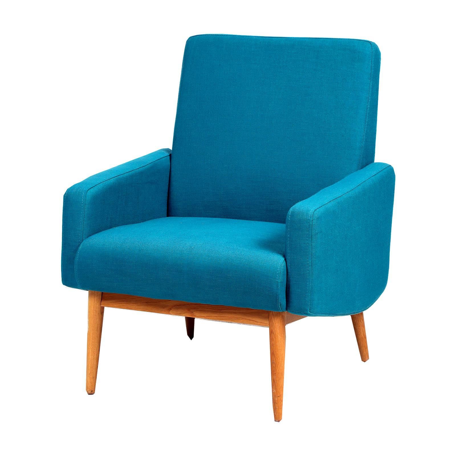 Fauteuil design esprit années 50 bleu - occasion - 92 x 73 x 65 cm-Bluedigo