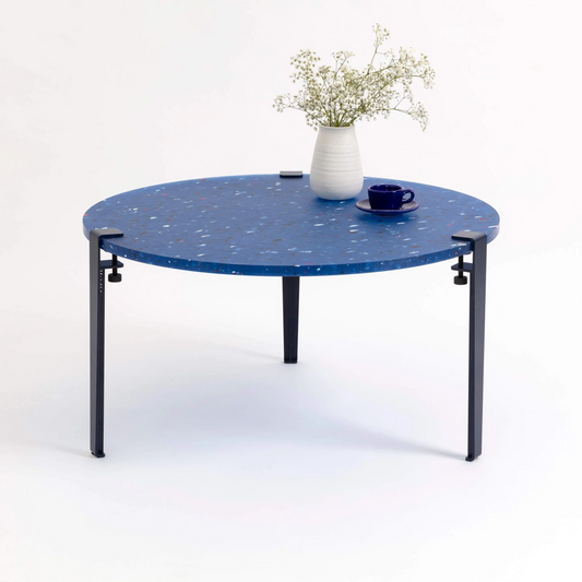 Table basse PACIFICO- Diam' 80cm - Piètement Bleu foncé-Bluedigo